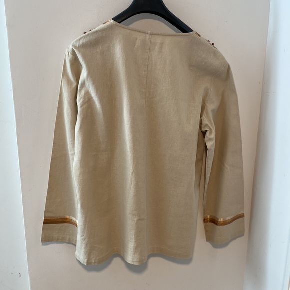 Jewelled Linen Tunic Top XL - Picture 5 of 5